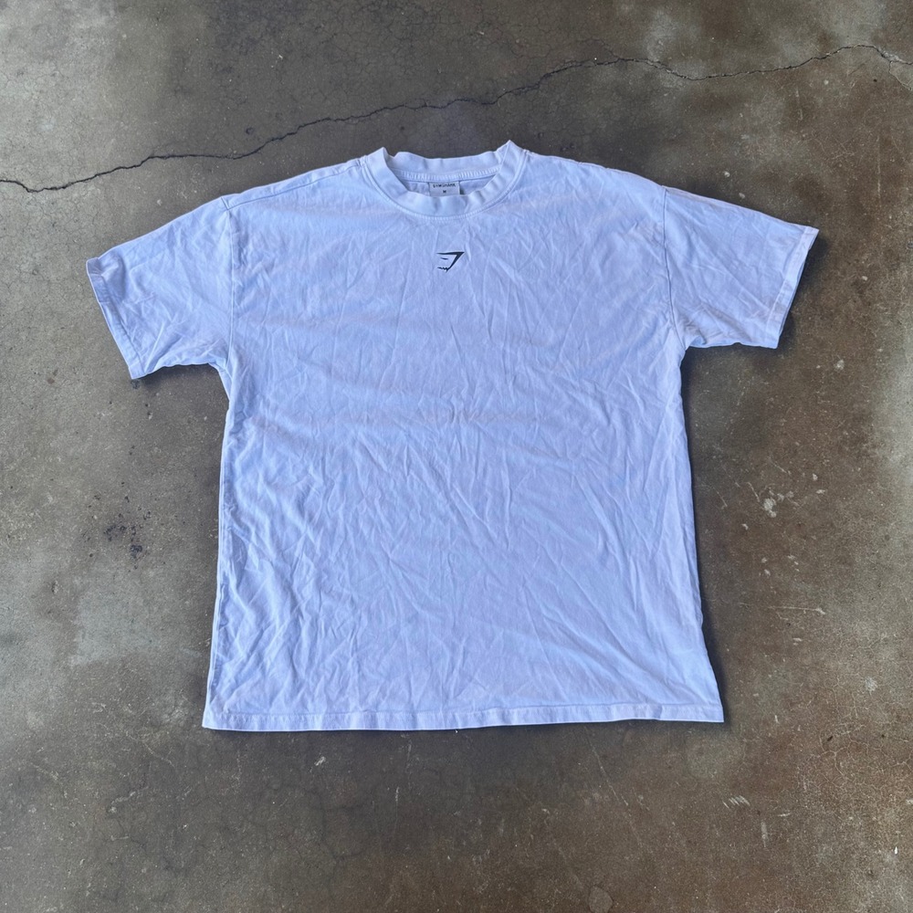 Gymshark T-Shirt Mens M White Excellent Logo Graphic Gym Workout Tee